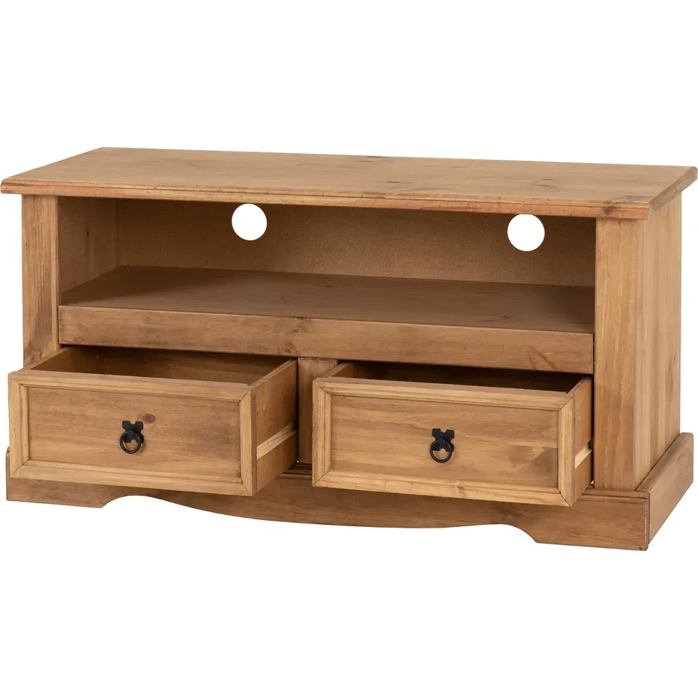 Corona 2 Drawer TV Unit - Brown, Pine