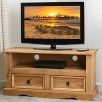 Corona 2 Drawer TV Unit - Brown, Pine
