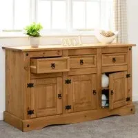 Corona 3 Door 3 Drawer Sideboard - Brown, Pine