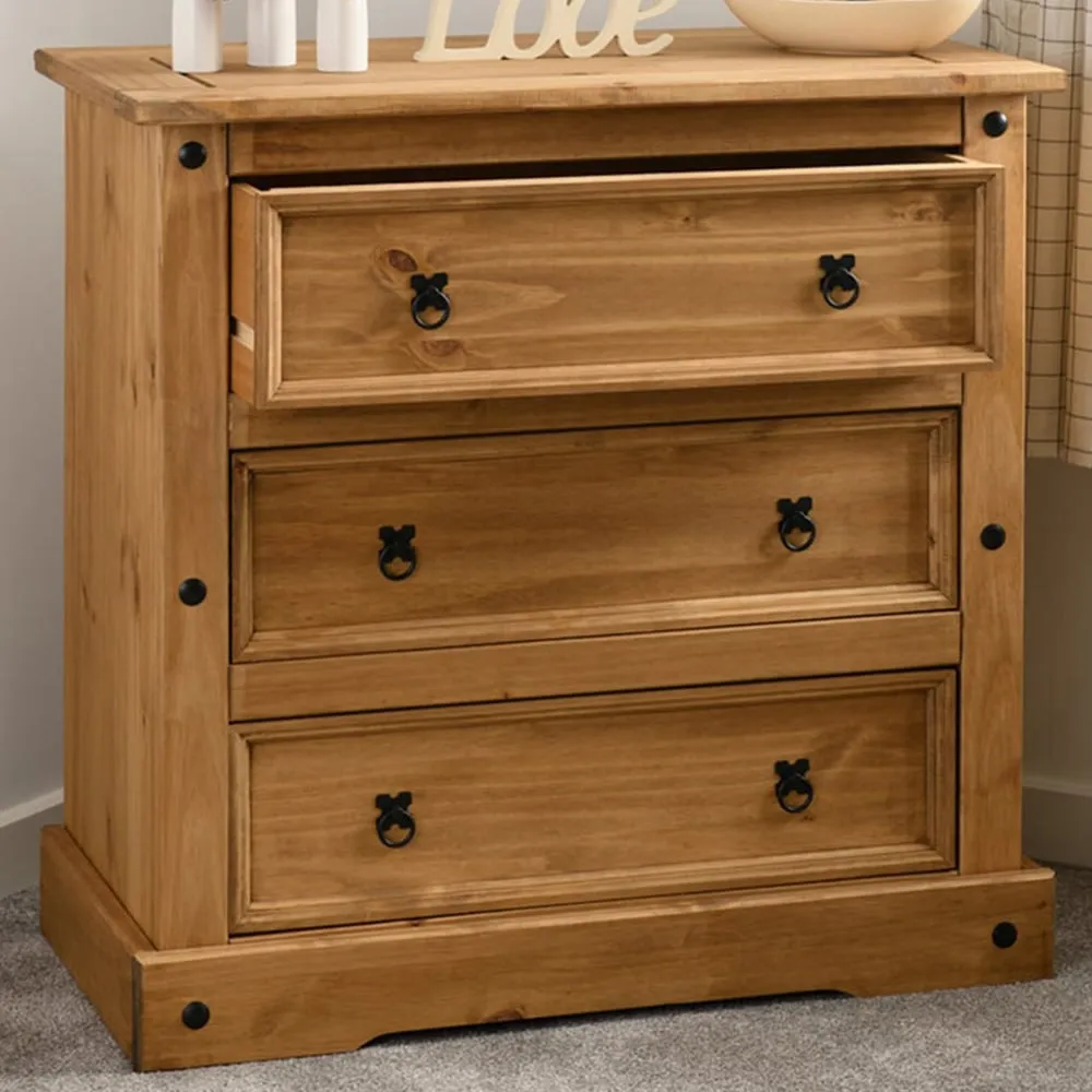 Corona 3 Drawer Chest of Drawers - Brown, Pine image