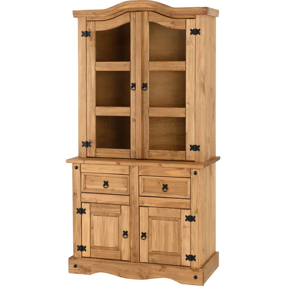 Corona 4 Door 2 Drawer Buffet Hutch - Brown, Pine
