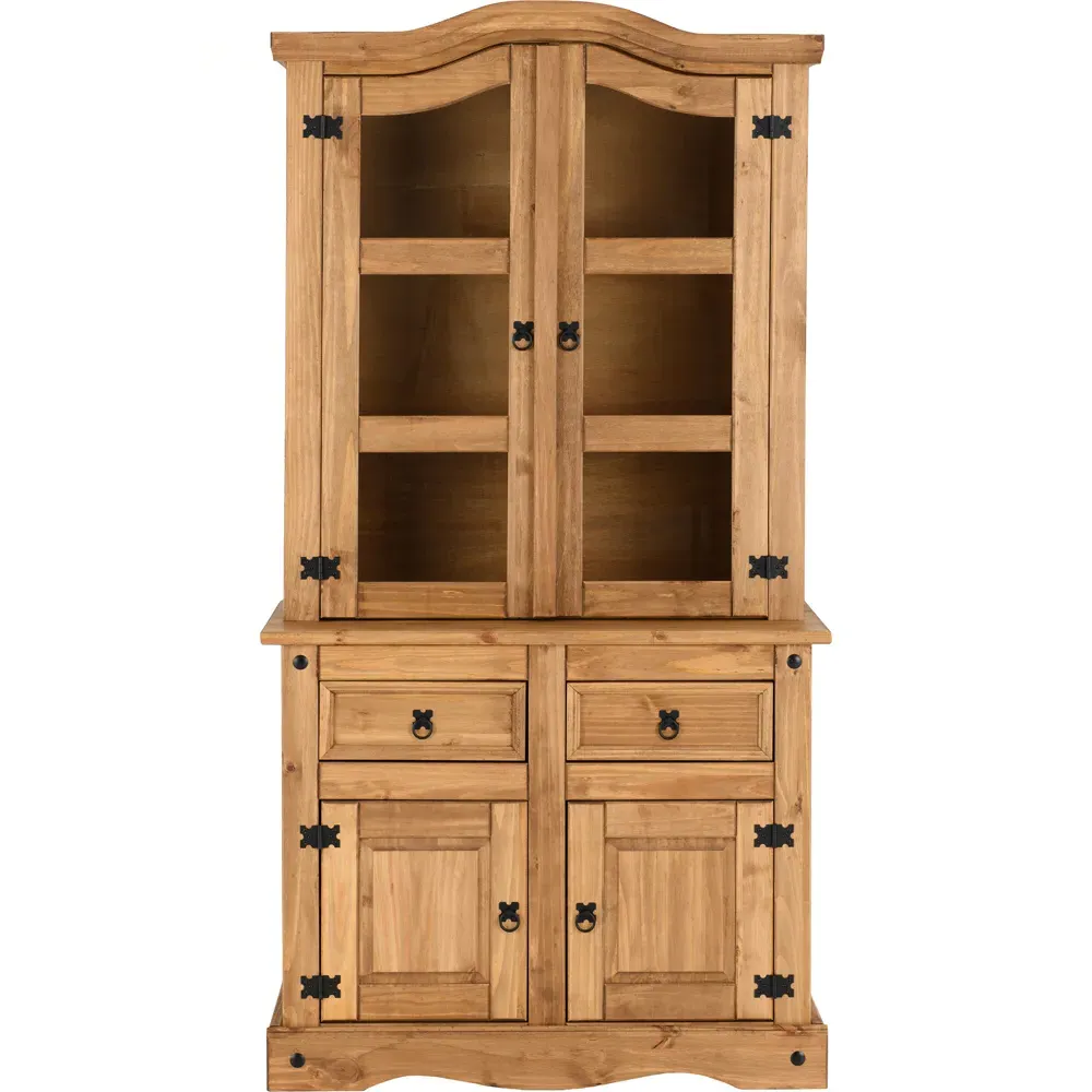 Corona 4 Door 2 Drawer Buffet Hutch - Brown, Pine