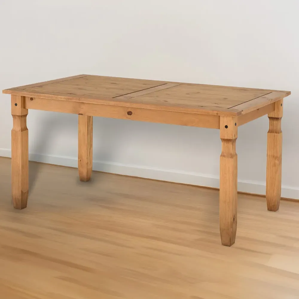 Corona 4 Seater Dining Table - Brown, Pine