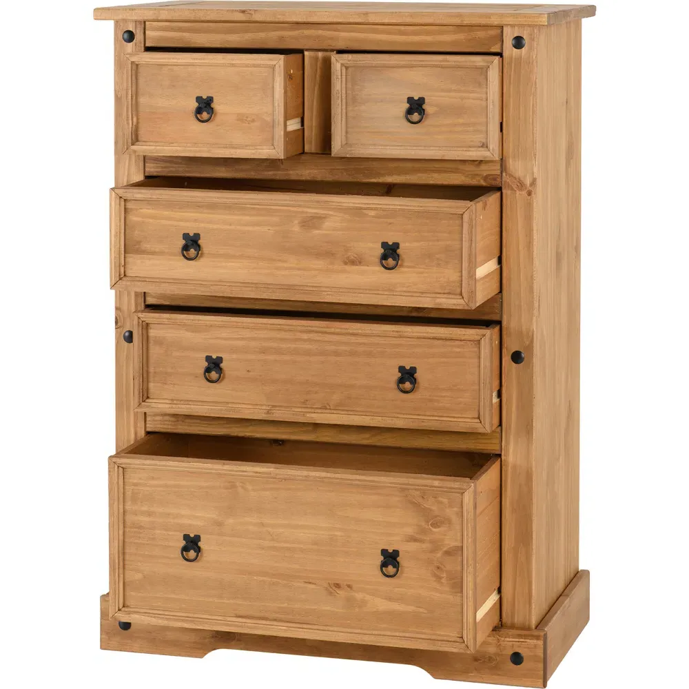 Corona 5 Drawer Chest of Drawers - Brown, Pine