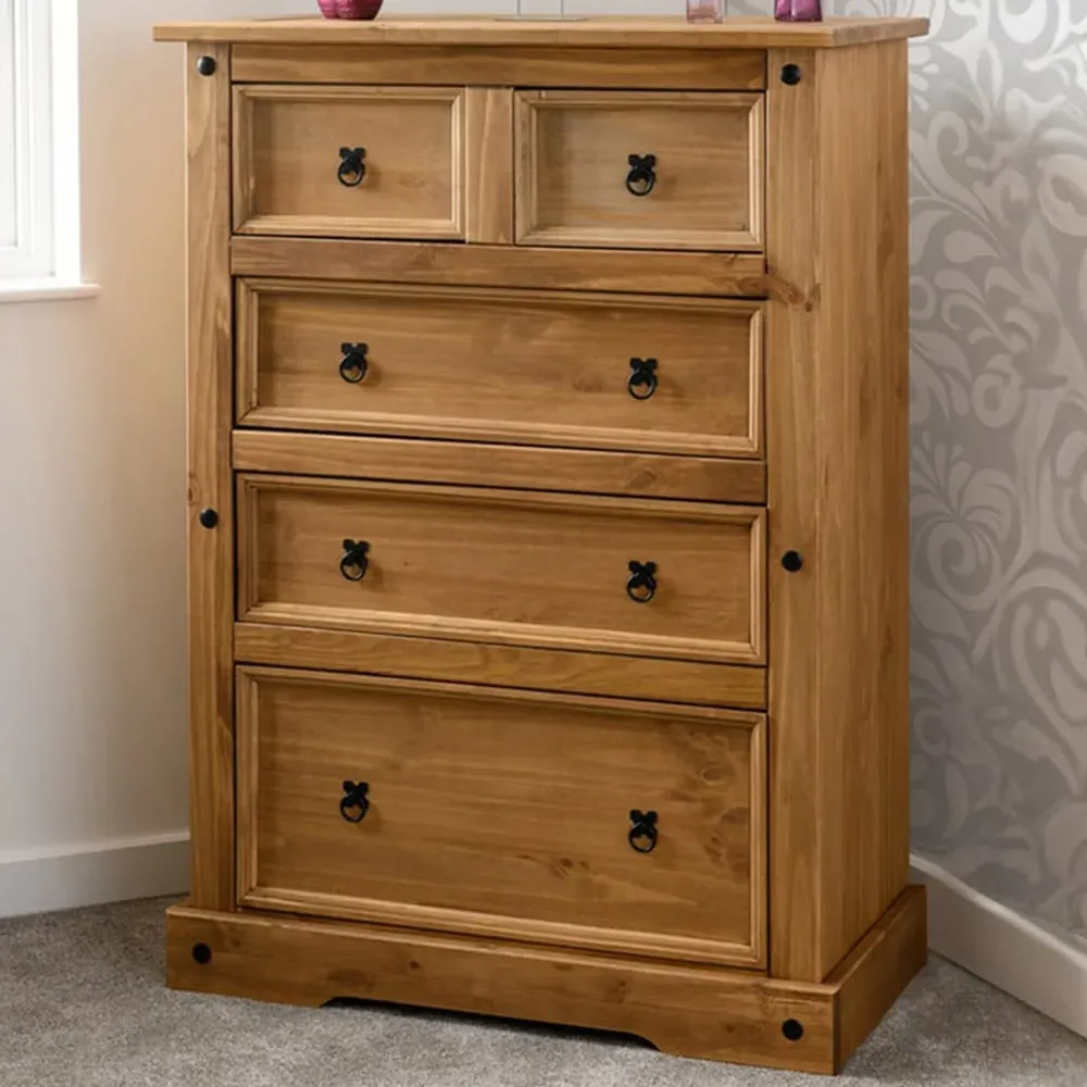 Corona 5 Drawer Chest of Drawers - Brown, Pine