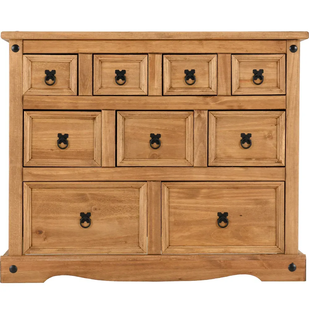 Corona 9 Drawer Merchant Sideboard - Brown, Pine