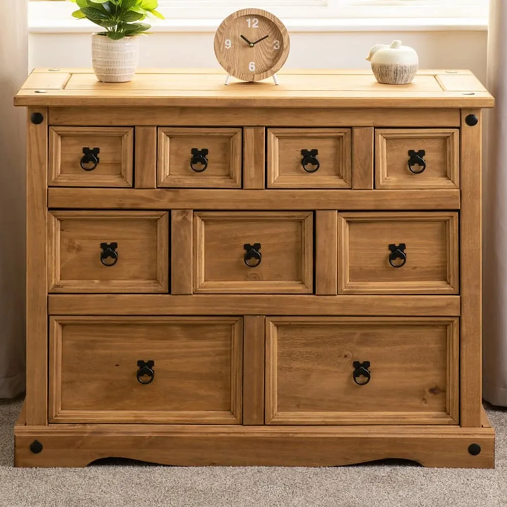 Corona 9 Drawer Merchant Sideboard - Brown, Pine