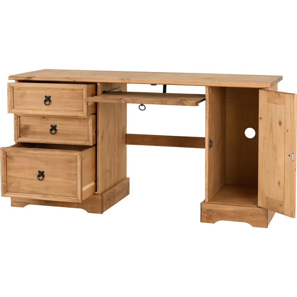 Corona Computer Desk - Brown, Pine