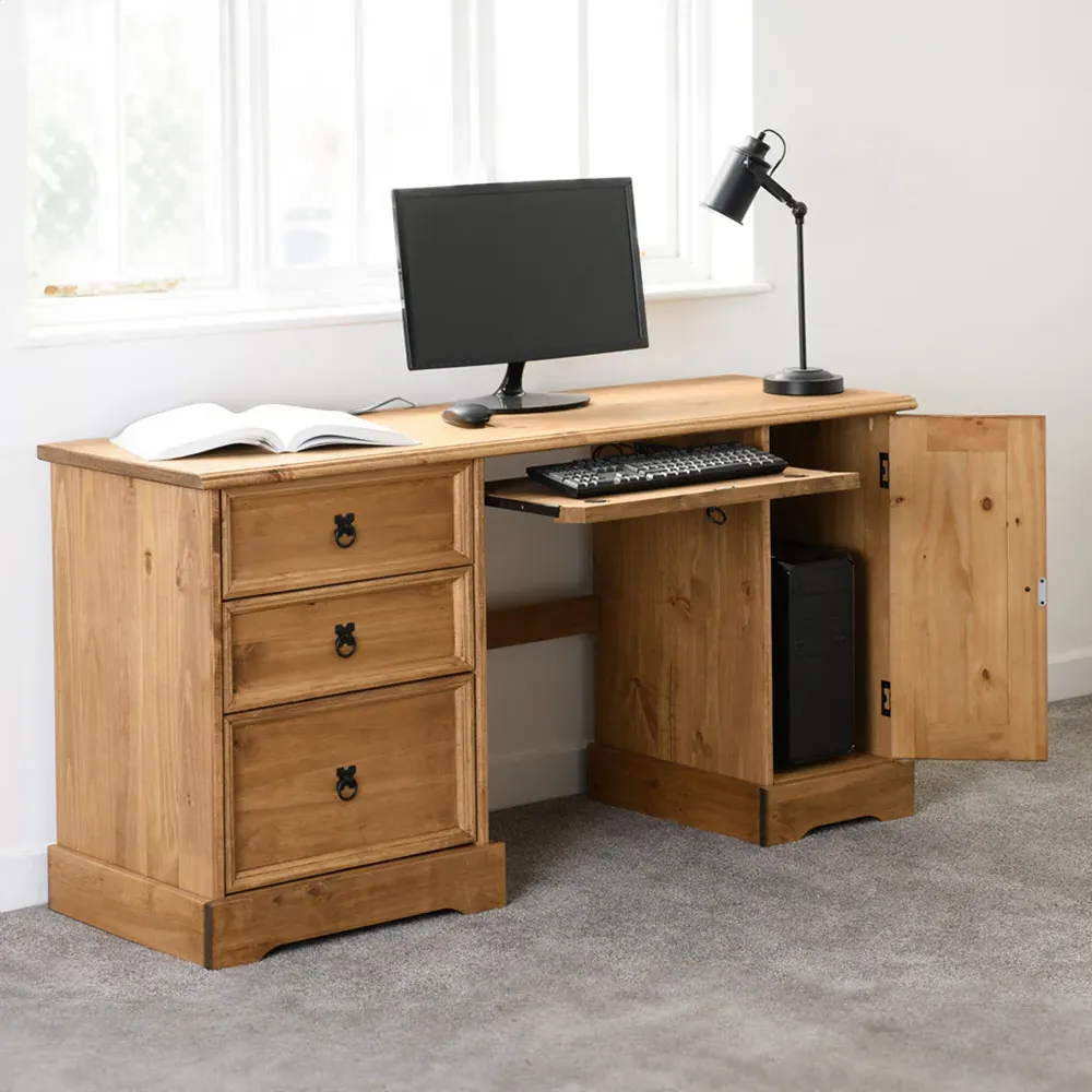 Corona Computer Desk - Brown, Pine