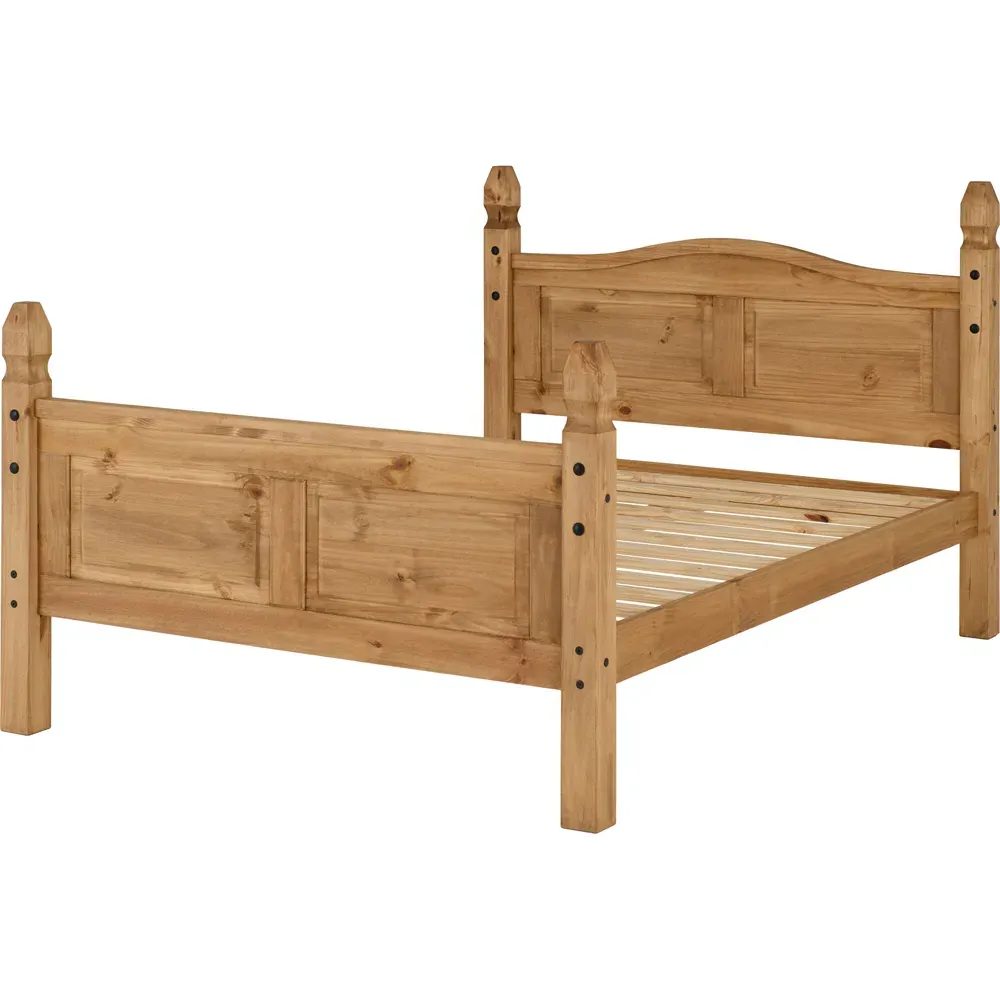 Corona Double High End Bed - Brown, Pine