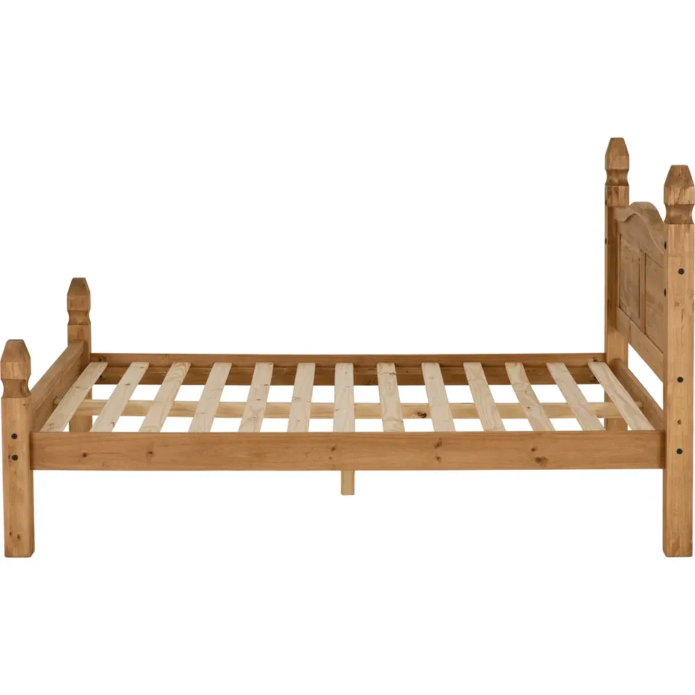 Corona Double Low End Bed - Brown, Pine
