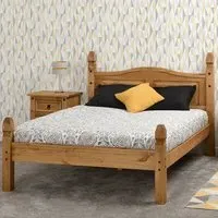 Corona Double Low End Bed - Brown, Pine