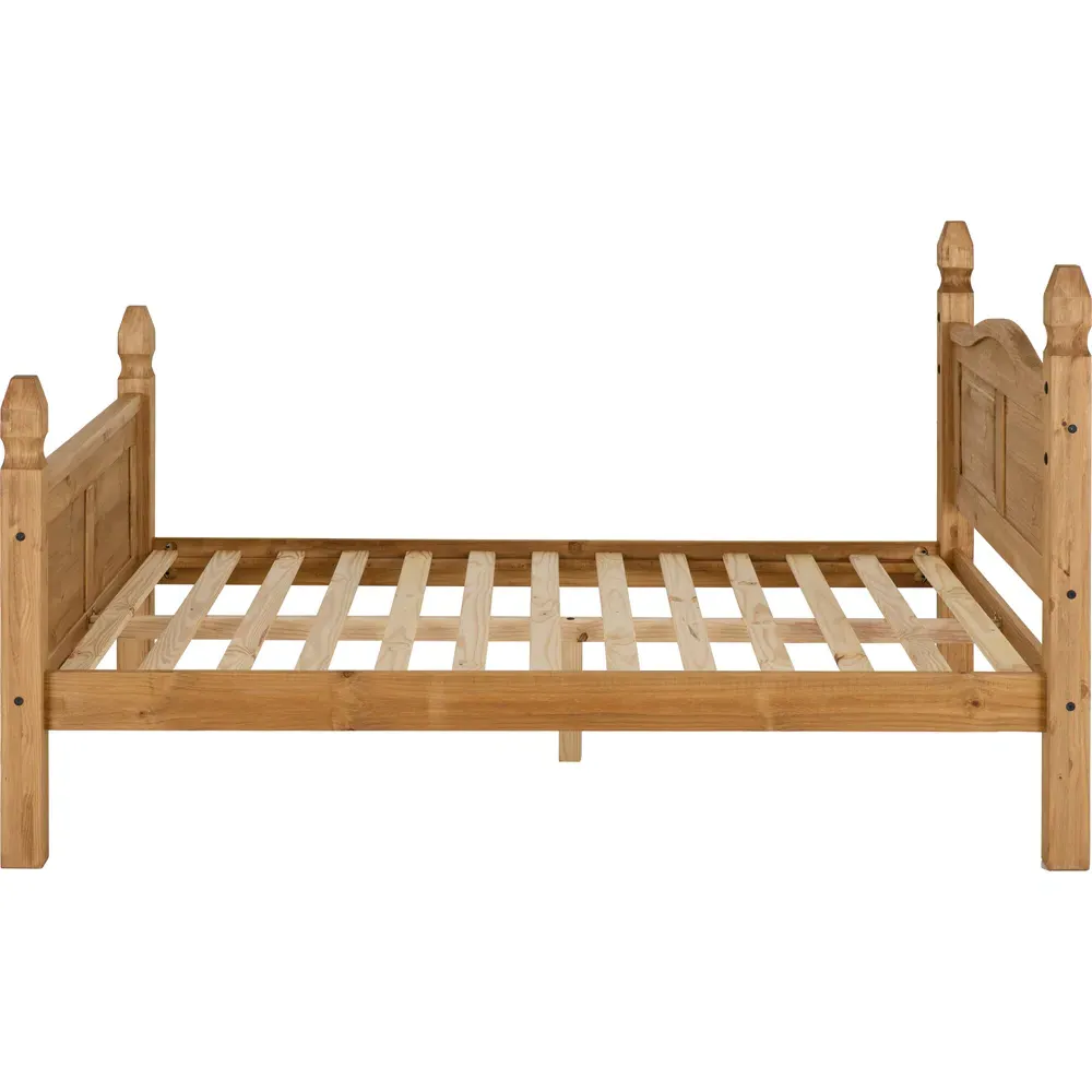 Corona King Size High End Bed - Brown, Pine