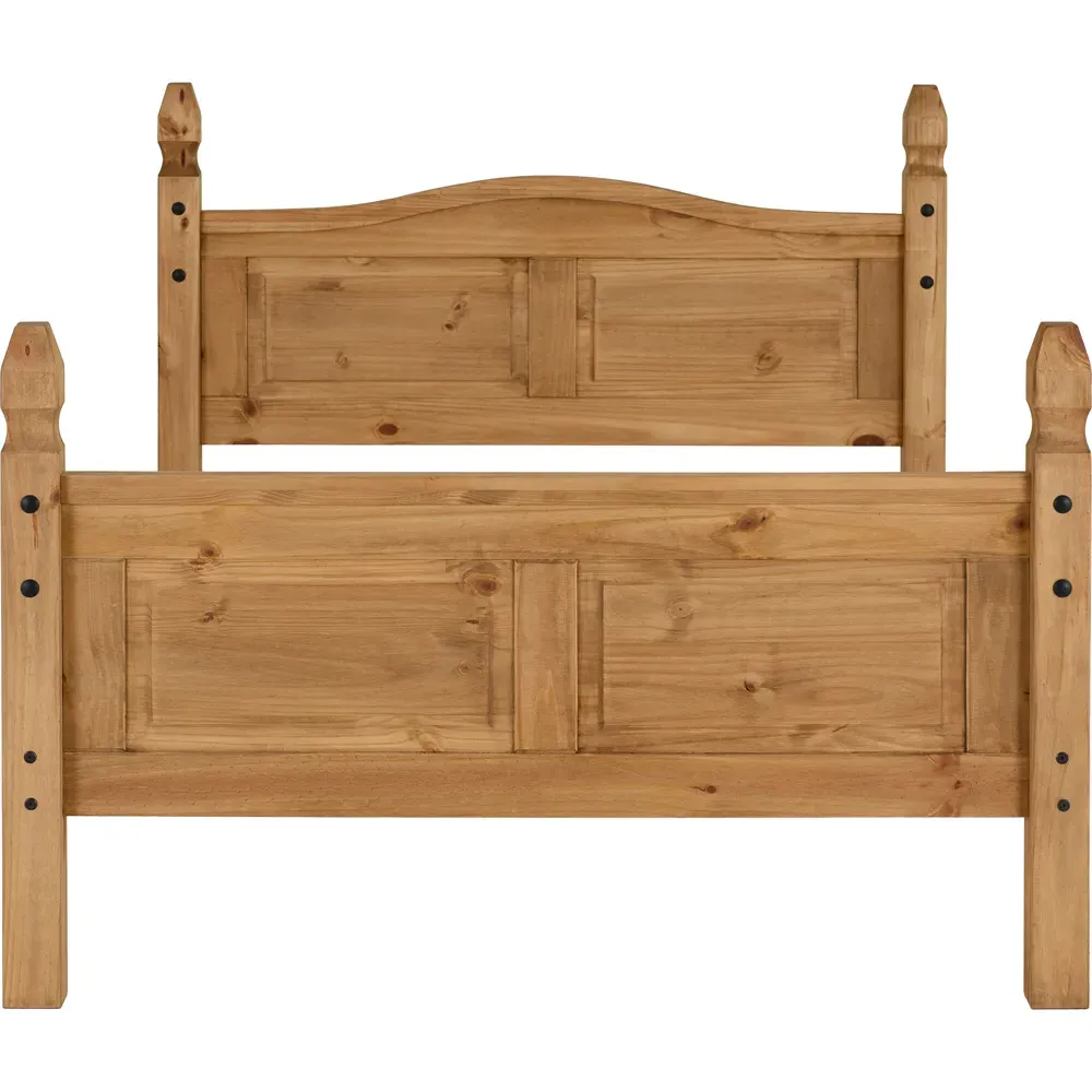 Corona King Size High End Bed - Brown, Pine