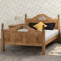 Corona Scroll Double Bed Frame - Brown, Pine
