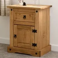 Corona Single Door Single Drawer Bedside Table - Brown, Pine