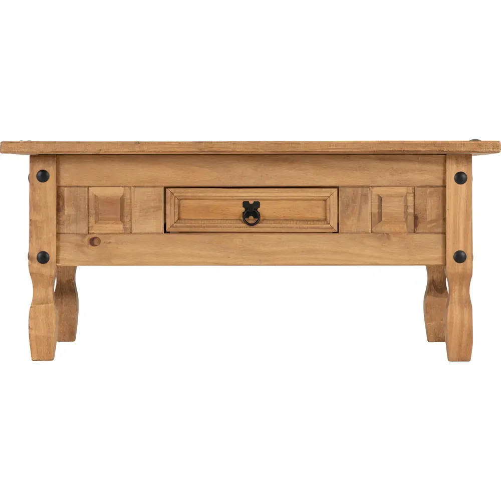 Corona Single Drawer Coffee Table - Brown, Pine