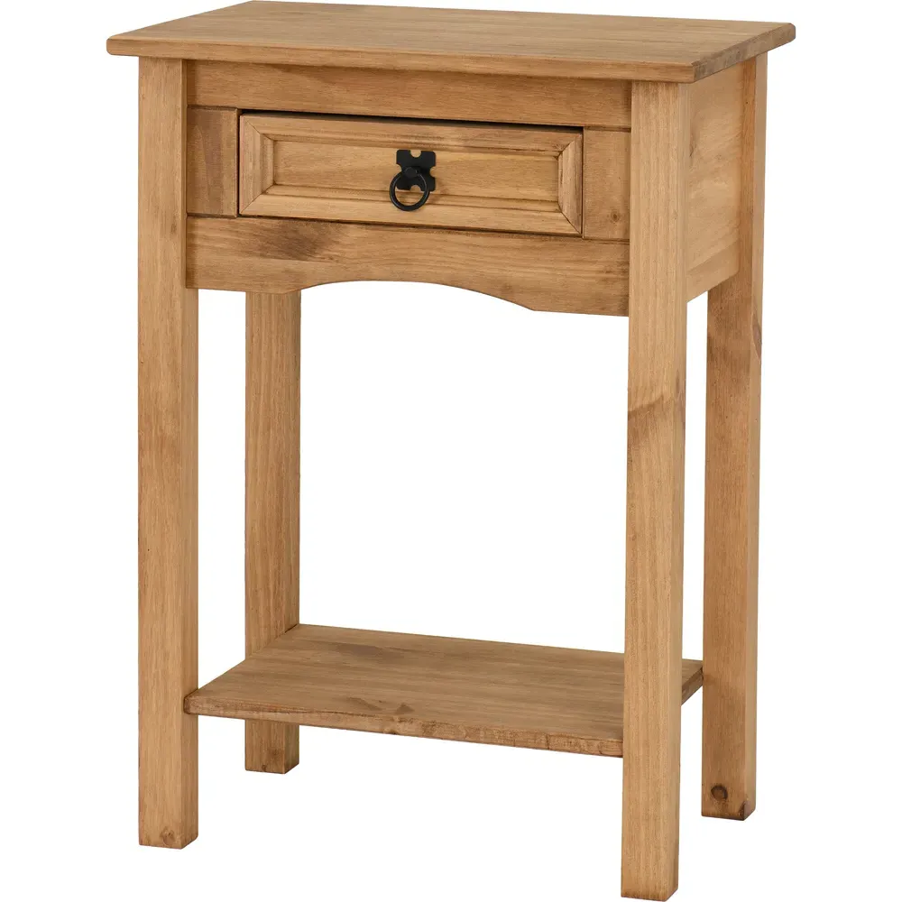 Corona Single Drawer Console Table - Brown, Pine