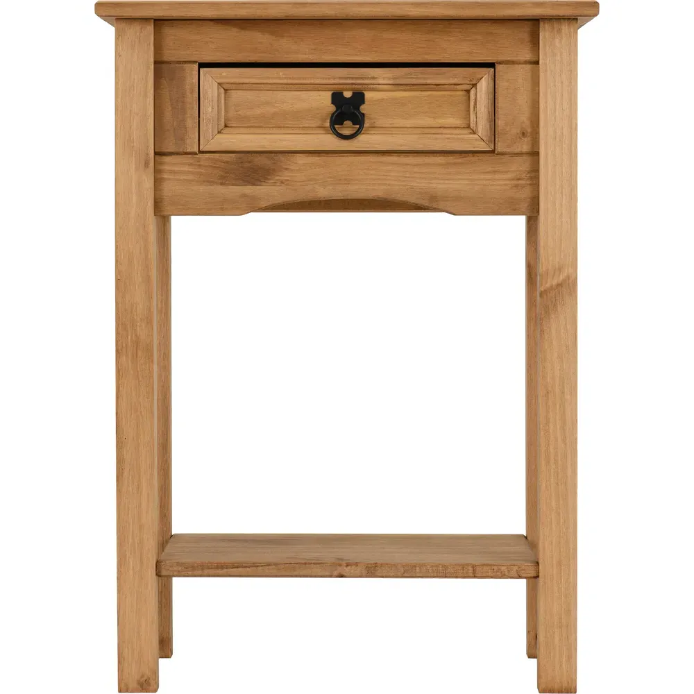 Corona Single Drawer Console Table - Brown, Pine