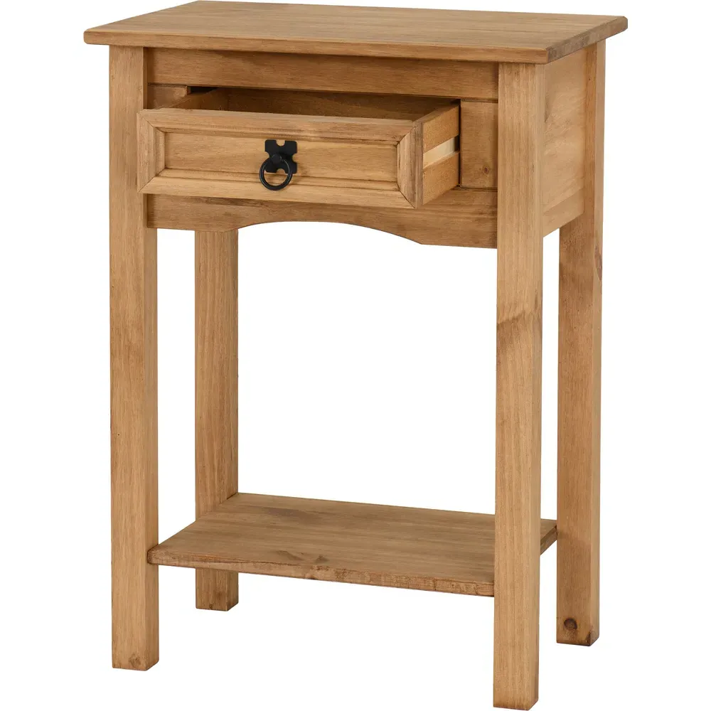 Corona Single Drawer Console Table - Brown, Pine