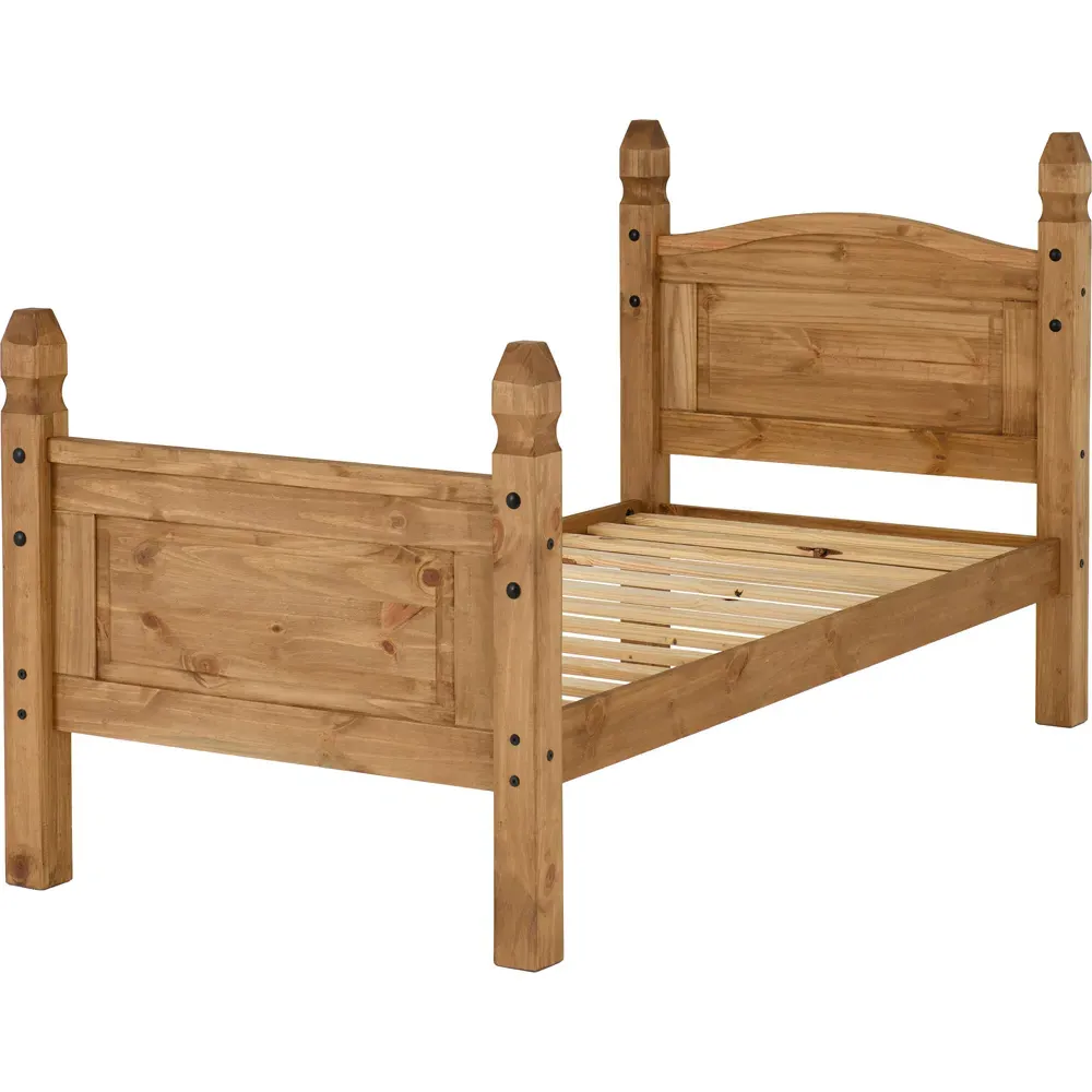 Corona Single High End Bed - Brown, Pine