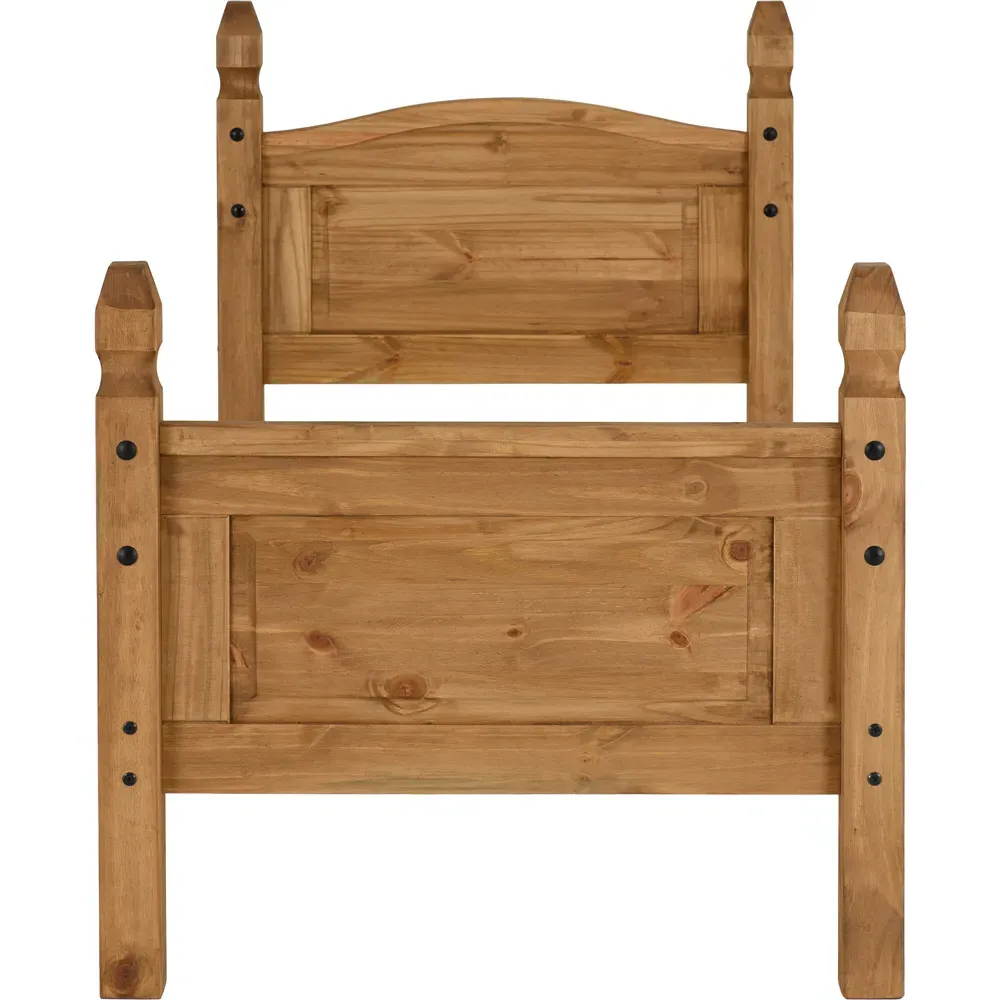 Corona Single High End Bed - Brown, Pine