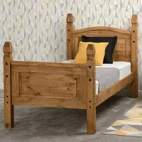 Corona Single High End Bed - Brown, Pine