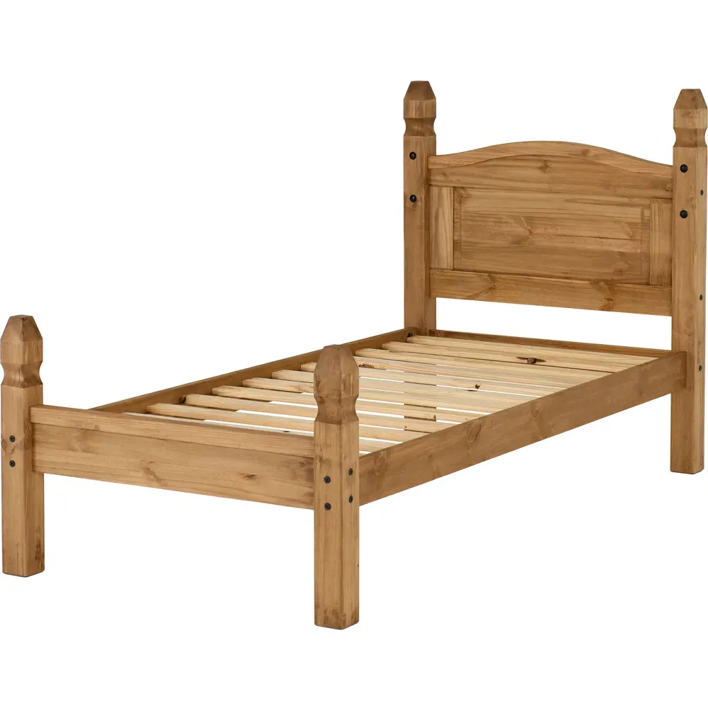 Corona Single Low End Bed - Brown, Pine