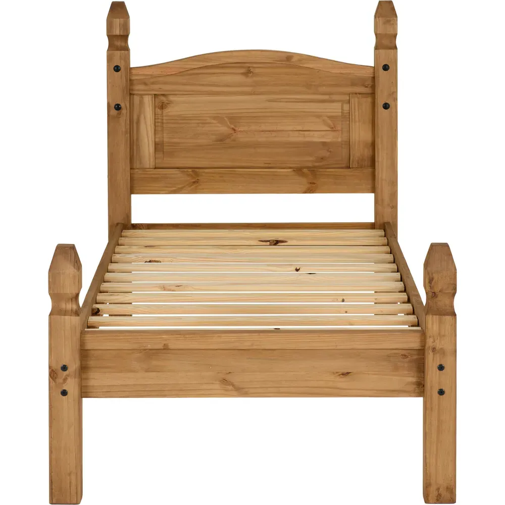 Corona Single Low End Bed - Brown, Pine