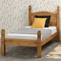 Corona Single Low End Bed - Brown, Pine