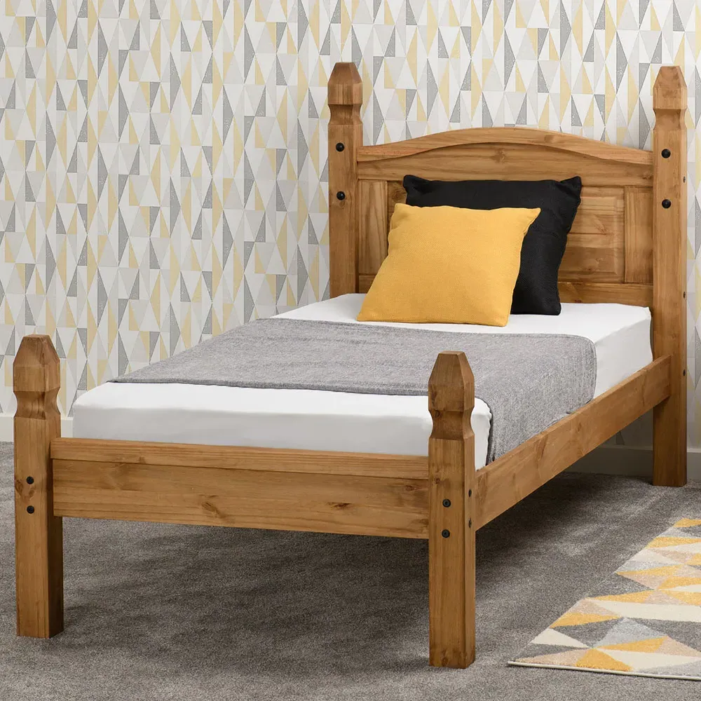 Corona Single Low End Bed - Brown, Pine image