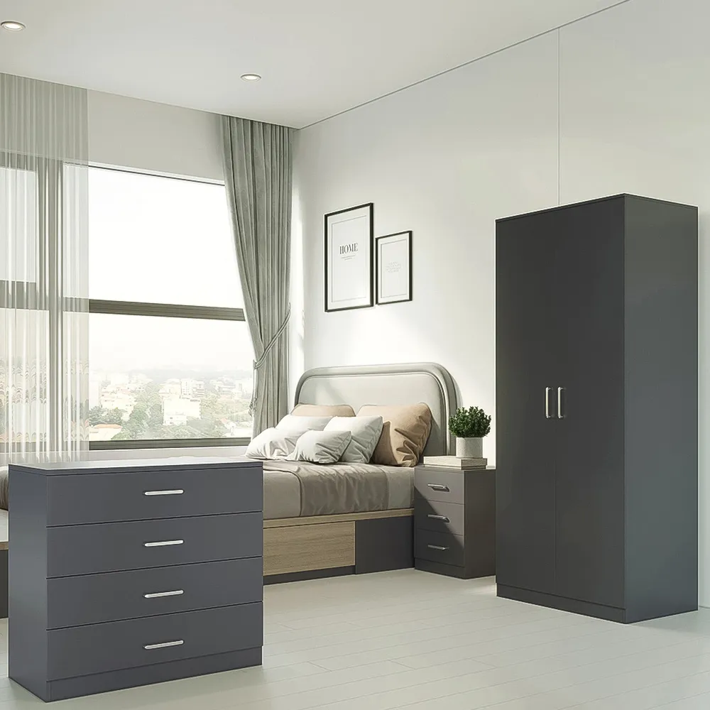 Dakota 2 Door Wardrobe Set - Dark Grey