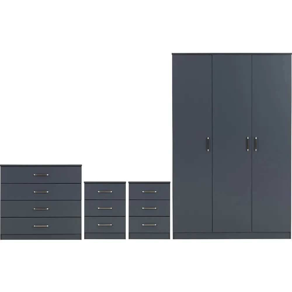 Dakota 3 Door Wardrobe - Dark Grey