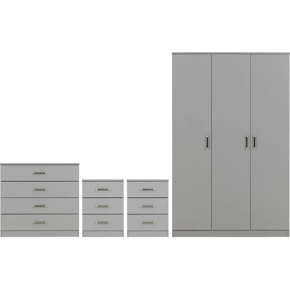 Dakota 3 Door Wardrobe - Light Grey