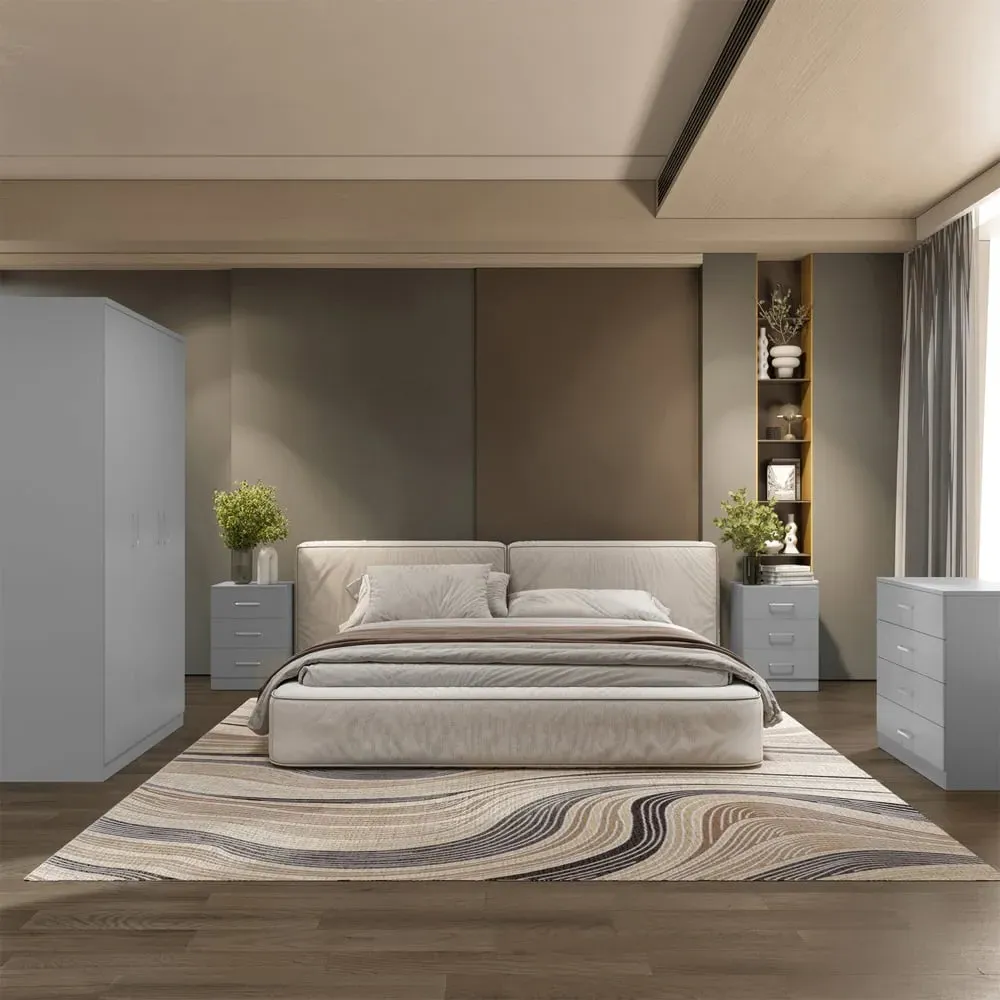 Dakota 3 Door Wardrobe - Light Grey