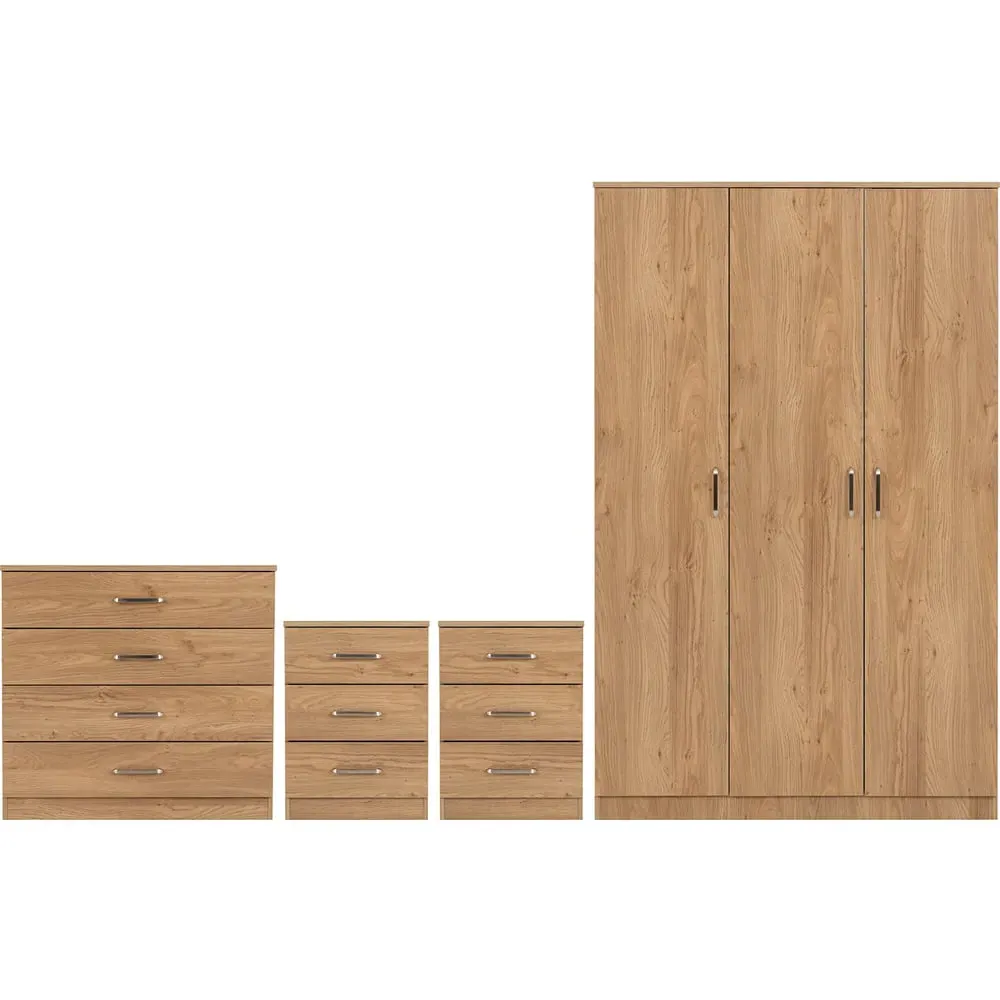 Dakota 3 Door Wardrobe - Oak Effect