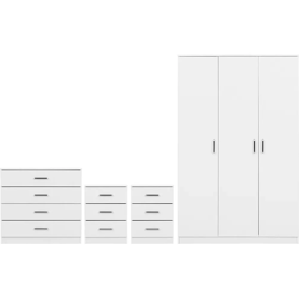 Dakota 3 Door Wardrobe Set - White