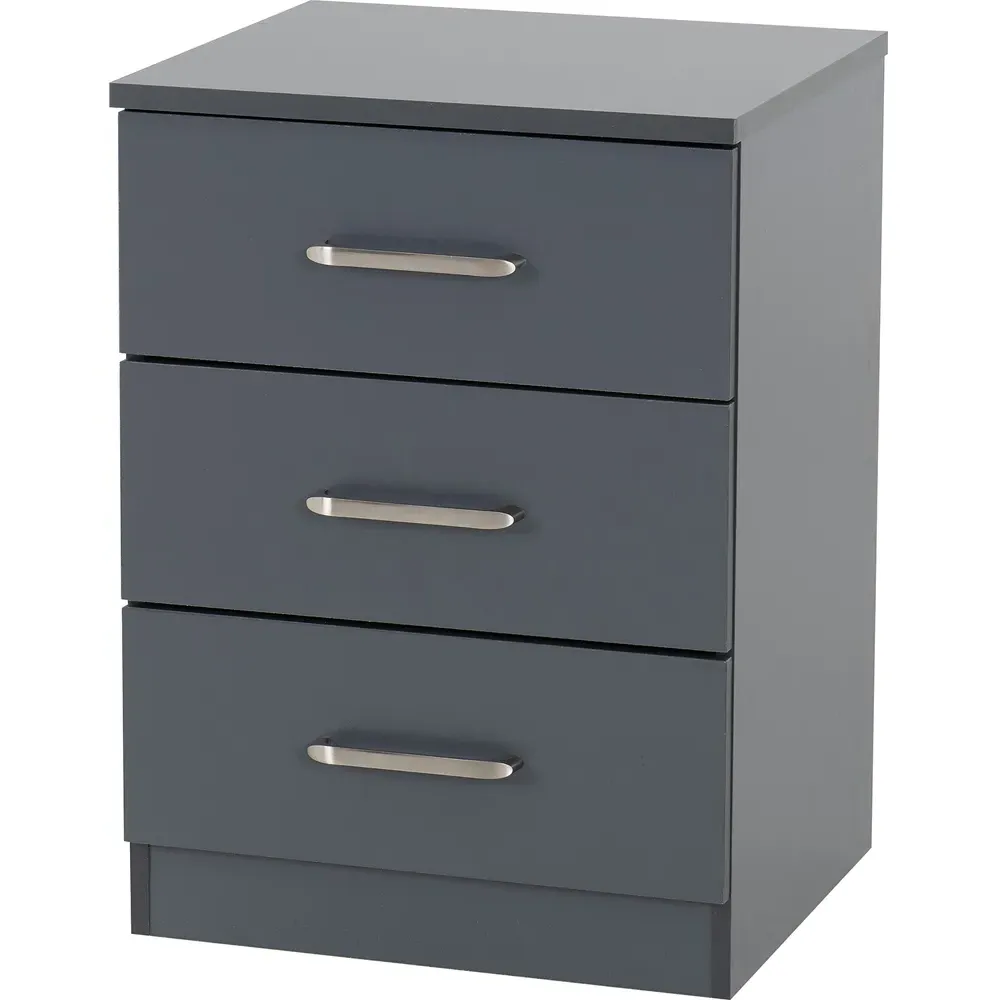 Dakota 3 Drawer Bedside Table - Dark Grey