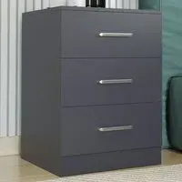 Dakota 3 Drawer Bedside Table - Dark Grey