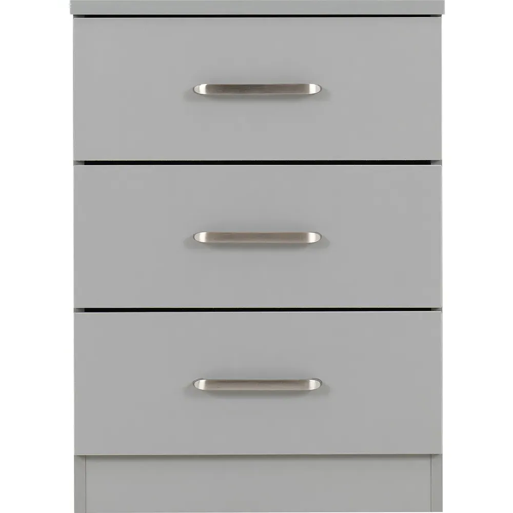 Dakota 3 Drawer Bedside Table - Light Grey