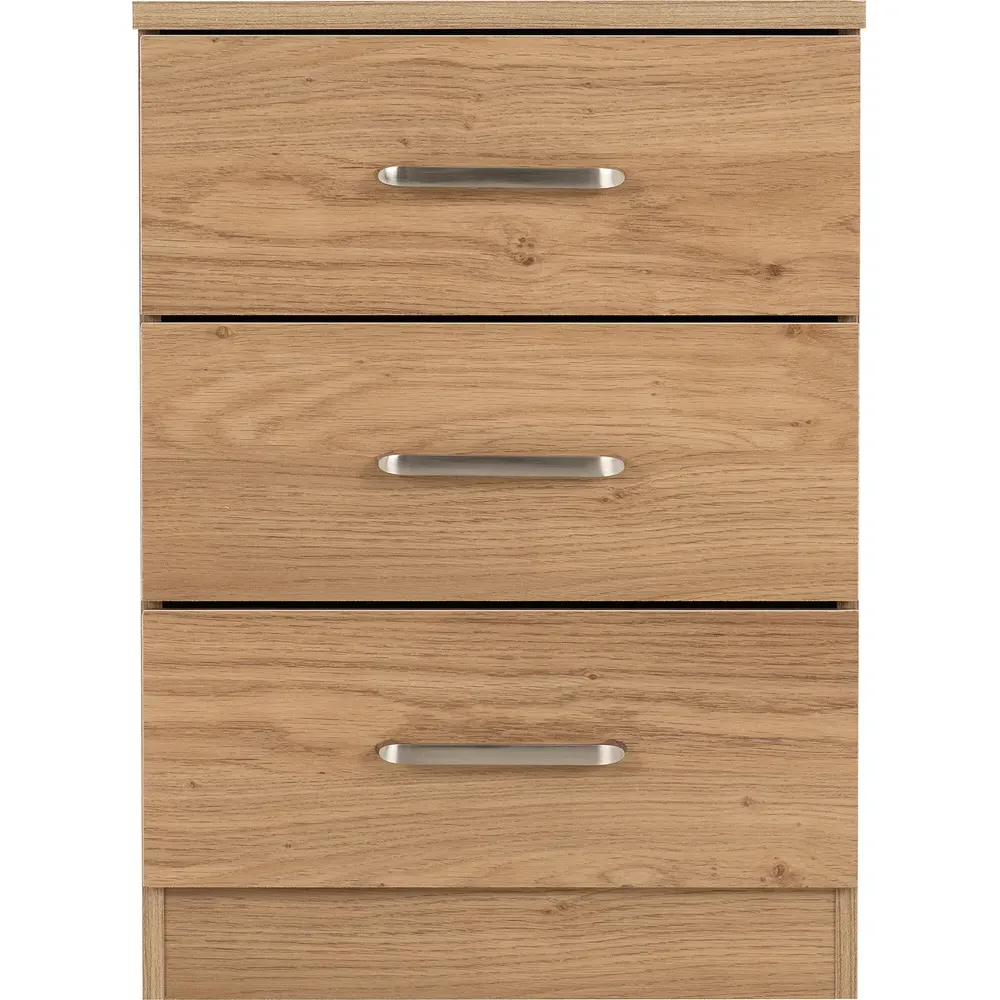 Dakota 3 Drawer Bedside Table - Oak