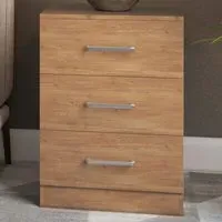 Dakota 3 Drawer Bedside Table - Oak