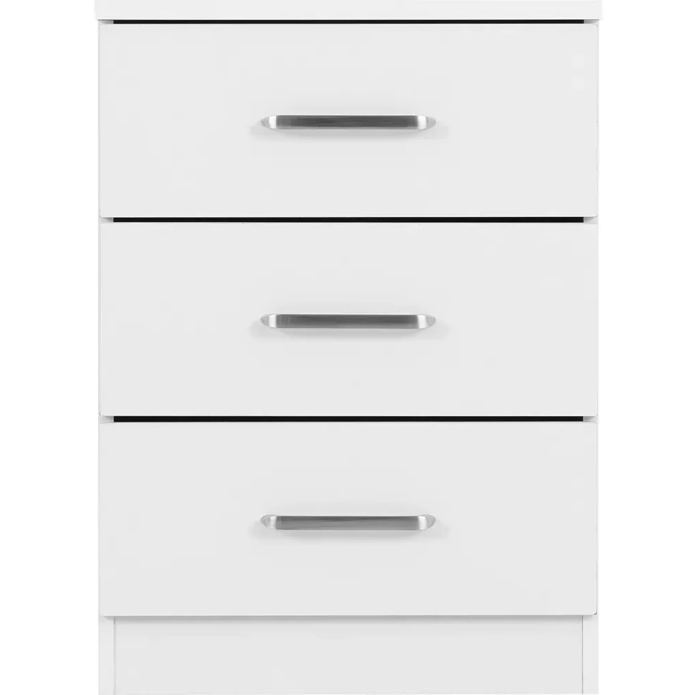 Dakota 3 Drawer Bedside Table - White