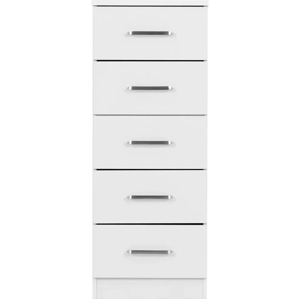 Dakota 5 Drawer Narrow Storage Chest - White