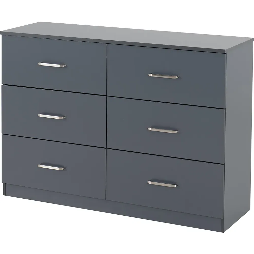 Dakota 6 Drawer Storage Chest - Dark Grey