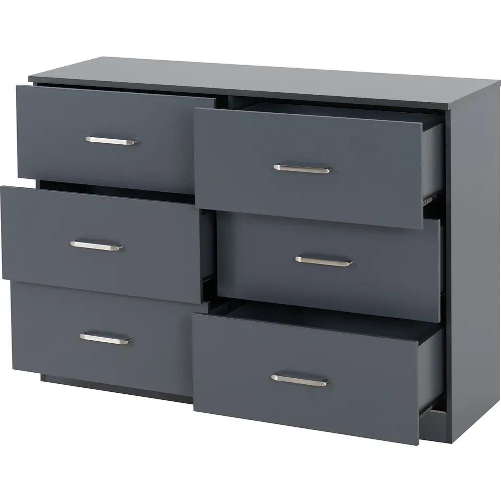 Dakota 6 Drawer Storage Chest - Dark Grey