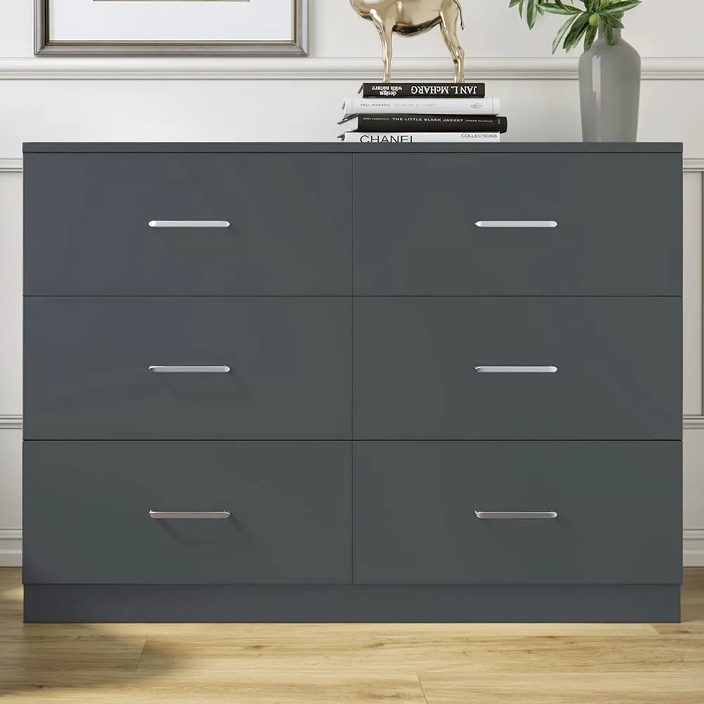 Dakota 6 Drawer Storage Chest - Dark Grey