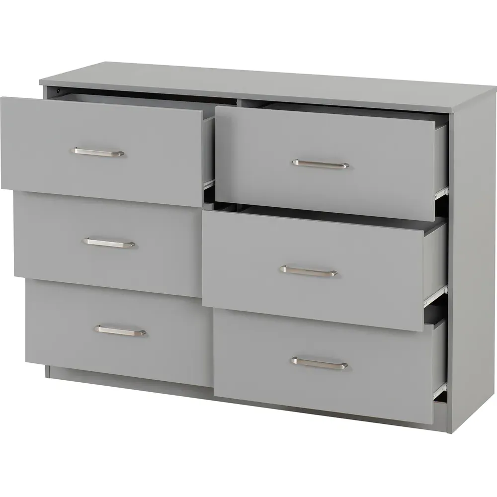 Dakota 6 Drawer Storage Chest - Light Grey