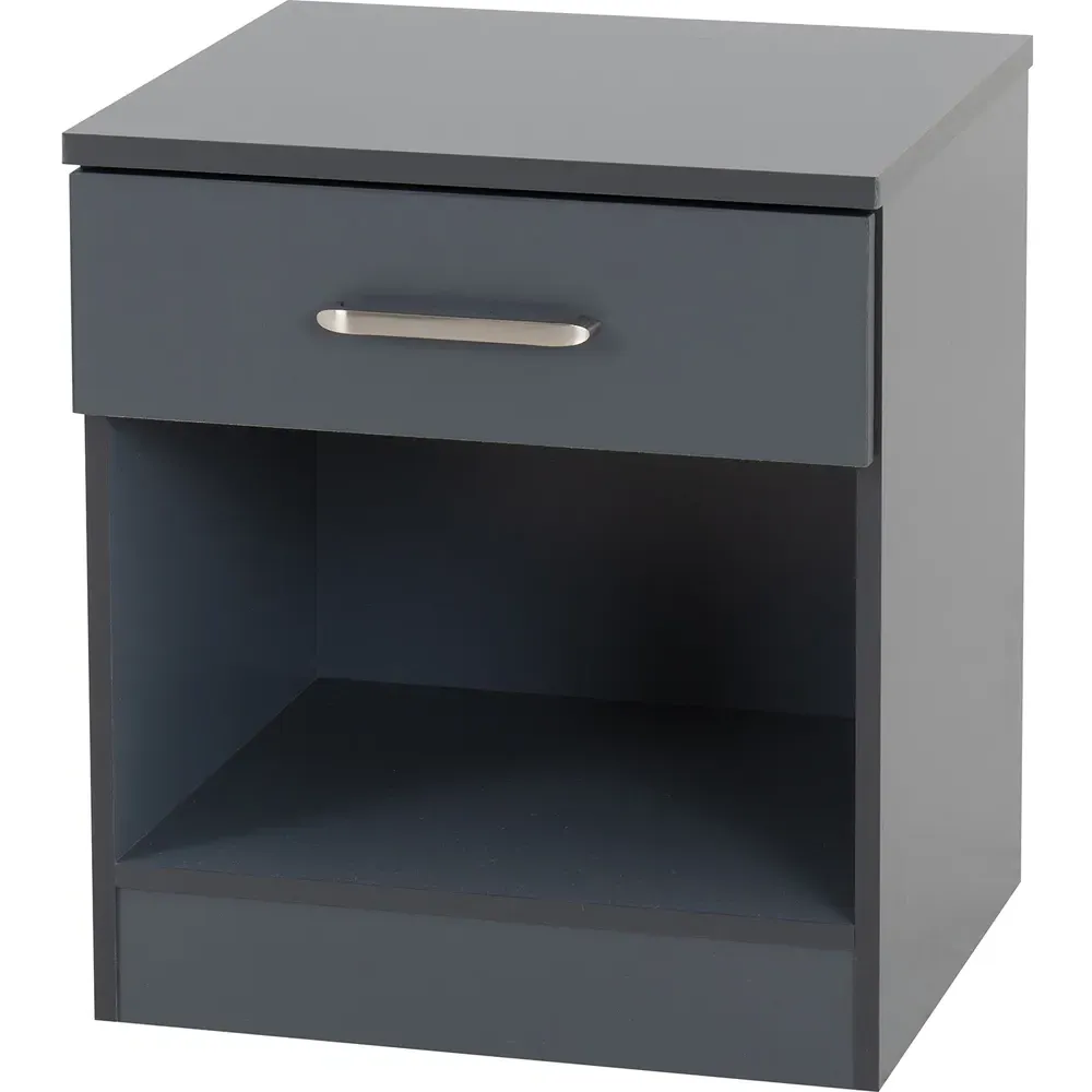 Dakota Single Drawer Bedside Table - Dark Grey