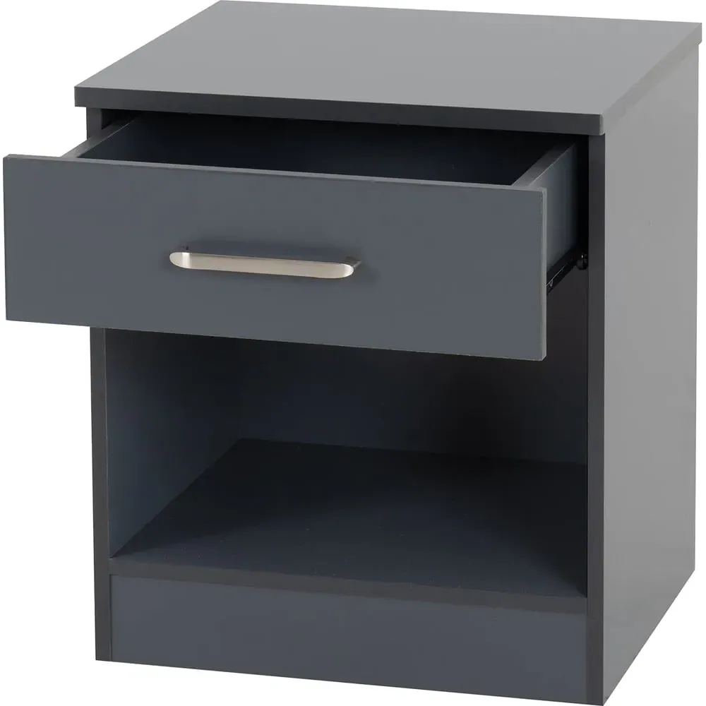 Dakota Single Drawer Bedside Table - Dark Grey